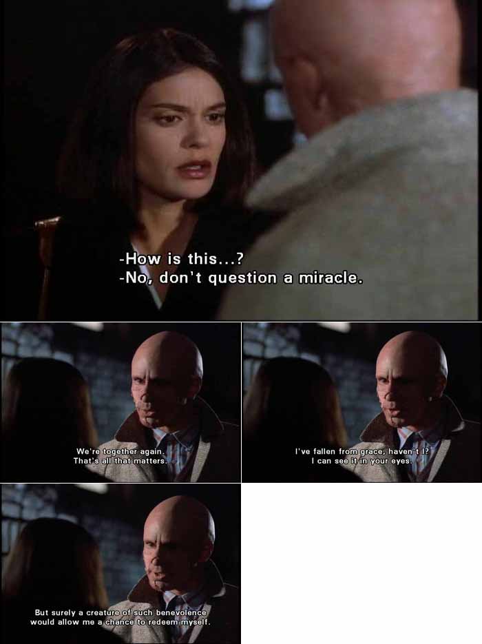 Lex Luthor speaks to Lois Lane of miracles, grace, benevolence and redemption