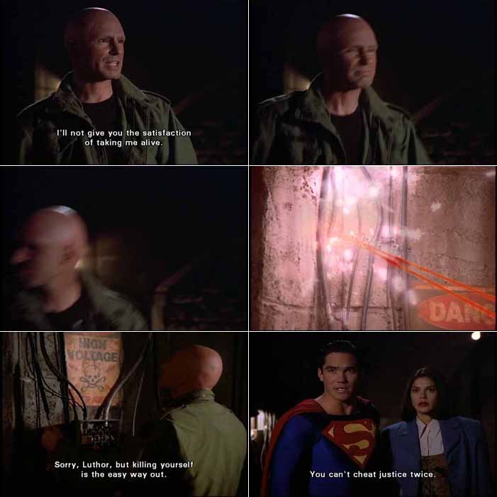 Lex Luthor tries to commit suicide rather than let Superman capture him, but Superman thwarts the attempt