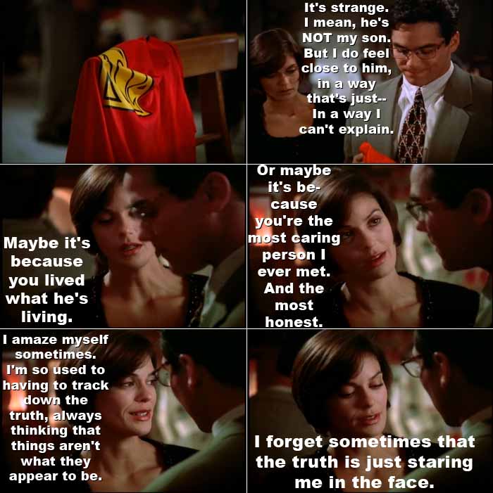 Clark Kent feels a strong connection to Jesse, the boy with powers like his own; Lois Lane says Clark is the most caring and honest person she knows